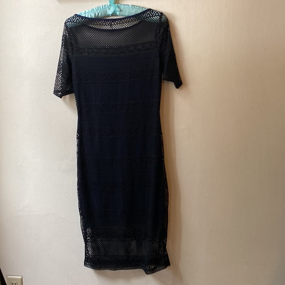 Three Dots Black Lace Overlay On Dark Blue - Size S - NWOT - Picture 6 of 14